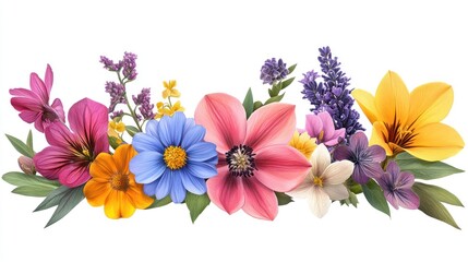 Floral medley of blooming colors, a vibrant display of nature's artistry