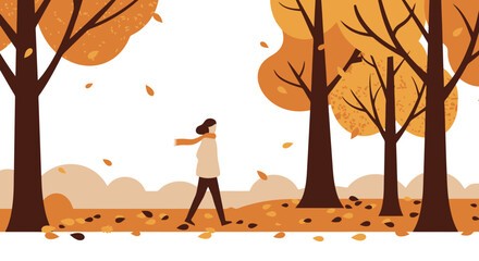 Autumn Stroll: A Serene Fall Day Illustration