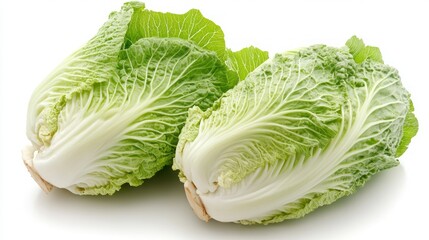 Crisp Napa Cabbage Duo Displayed on White Background for Freshness Appeal