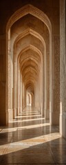 Fototapeta premium A sunlit arched hallway