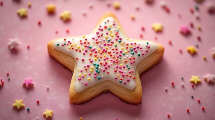 Whimsical Star Cookie Delight: A Pastel Dream of Sprinkles and Sweetness