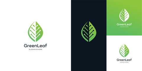 Green electrical circuit digital logo vector icon
