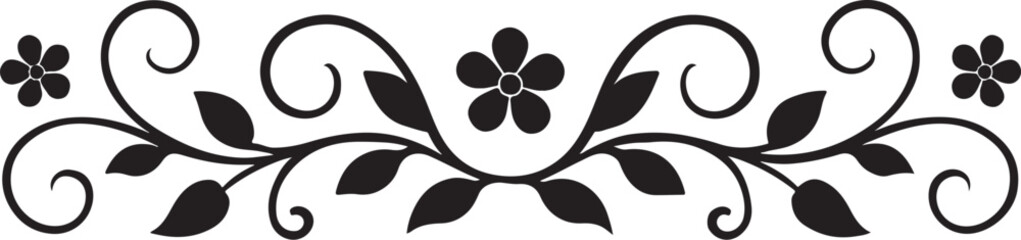 Fototapeta premium A vector illustration of a beautiful floral ornament in black silhouette isolated on white background