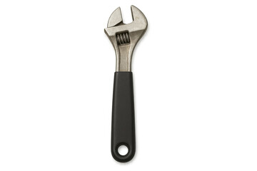 Obraz premium Close-up of an adjustable wrench with a black handle, isolated on a transparent background, ready for use in various projects