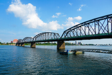 Naklejka premium Yalu River scenery, Dandong, Liaoning, China