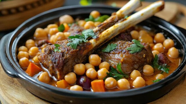 Tender and flavorful beef stewed with chickpeas, carrots, and aromatic spices. A hearty and healthy Middle Eastern dish.