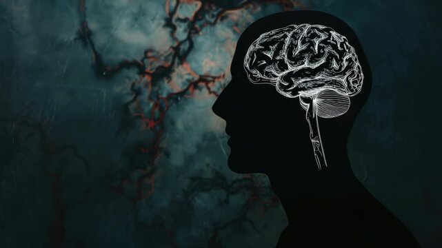 Man with brain isolated, pensive and deep in thought.