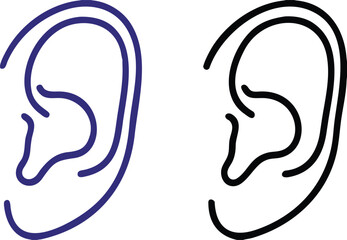 Ear Icons. Vector Illustrations. Human Organ, Medicine, Hearing Organ. Anatomy Concept.