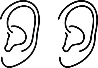 Ear Icons. Vector Illustrations. Human Organ, Medicine, Hearing Organ. Anatomy Concept.