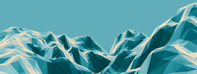 3D low polygon mountain. Low poly terrain.