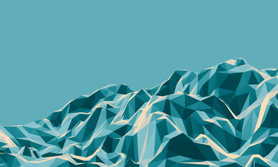 3D low polygon mountain. Low poly terrain.