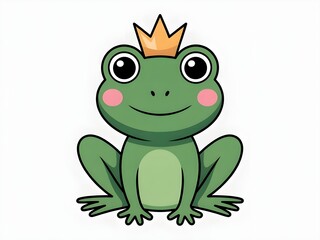 Cute cartoon frog wearing a golden crown
