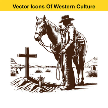 Silent Vigil: Cowboy and Horse at the Western Frontier Graves