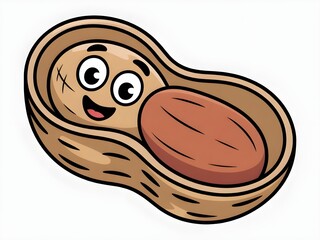 Happy cartoon peanut in its shell