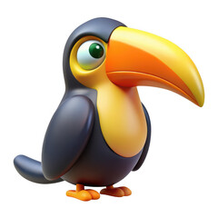Naklejka premium 3d cartoon toucan bird isolated on transparent background