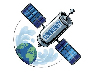 Satellite broadcasting community information around the globe
