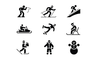 Naklejka premium Winter sports and activities icons set