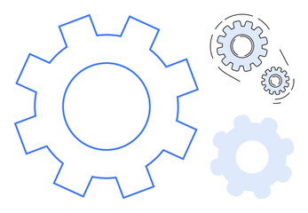 Interconnected gears of different sizes symbolizing teamwork, innovation, productivity, problem-solving, process optimization, mechanical systems. Ideal for technology, workflow, engineering