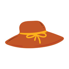 cute drawing cartoon brown hat for beach outfit style. cute cartoon for summer sticker and icon