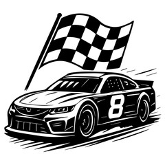 Stock car racing event icon with transparent background	