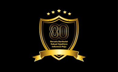 vintage gold frame 80th indonesia indenpendent day with official logo