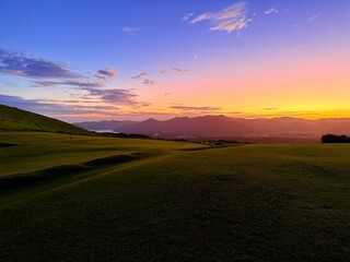 Sunset view of Onidake Volcano and the Goto Islands from Fukue Island, Japan