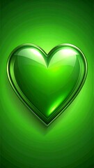 Glossy green heart on a gradient background