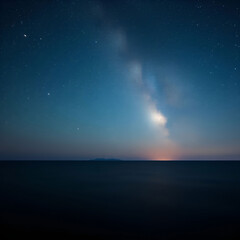 Fototapeta premium Starry Night Sky Sparkles Brilliantly Over the Calm Sea