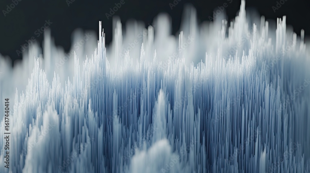 Poster abstract textured structure of vertical elements in light gray and blue tones.