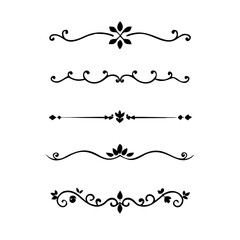 Text dividers doodle set. Wedding decorative elements. Divider ornament, borders, vintage line separators. Hand drawn vector illustration isolated on white background.Gold text dividers doodle set.
