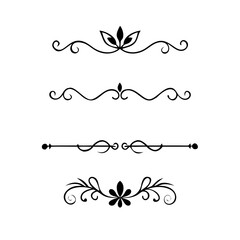 Text dividers doodle set. Wedding decorative elements. Divider ornament, borders, vintage line separators. Hand drawn vector illustration isolated on white background.Gold text dividers doodle set.
