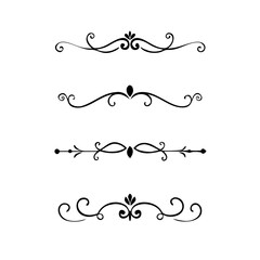 Text dividers doodle set. Wedding decorative elements. Divider ornament, borders, vintage line separators. Hand drawn vector illustration isolated on white background.Gold text dividers doodle set.
