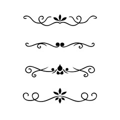 Text dividers doodle set. Wedding decorative elements. Divider ornament, borders, vintage line separators. Hand drawn vector illustration isolated on white background.Gold text dividers doodle set.
