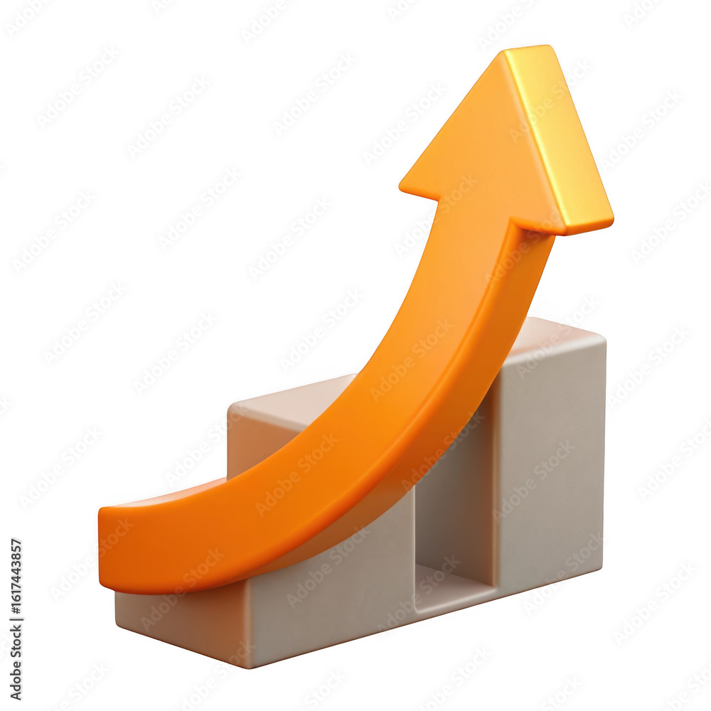 Poster 3d upward arrow graph isolated on transparent background