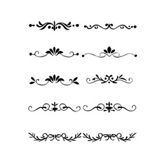 Text dividers doodle set. Wedding decorative elements. Divider ornament, borders, vintage line separators. Hand drawn vector illustration isolated on white background.Gold text dividers doodle set.
