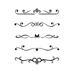 Text dividers doodle set. Wedding decorative elements. Divider ornament, borders, vintage line separators. Hand drawn vector illustration isolated on white background.Gold text dividers doodle set.

