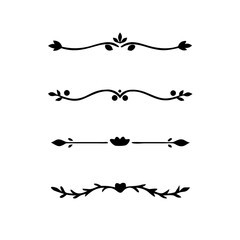 Text dividers doodle set. Wedding decorative elements. Divider ornament, borders, vintage line separators. Hand drawn vector illustration isolated on white background.Gold text dividers doodle set.
