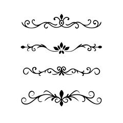Text dividers doodle set. Wedding decorative elements. Divider ornament, borders, vintage line separators. Hand drawn vector illustration isolated on white background.Gold text dividers doodle set.
