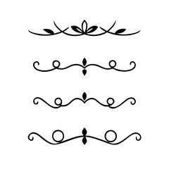 Text dividers doodle set. Wedding decorative elements. Divider ornament, borders, vintage line separators. Hand drawn vector illustration isolated on white background.Gold text dividers doodle set.
