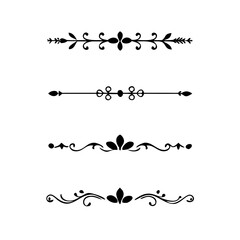 Text dividers doodle set. Wedding decorative elements. Divider ornament, borders, vintage line separators. Hand drawn vector illustration isolated on white background.Gold text dividers doodle set.
