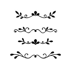 Text dividers doodle set. Wedding decorative elements. Divider ornament, borders, vintage line separators. Hand drawn vector illustration isolated on white background.Gold text dividers doodle set.
