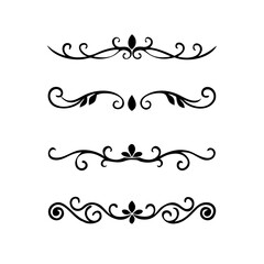 Text dividers doodle set. Wedding decorative elements. Divider ornament, borders, vintage line separators. Hand drawn vector illustration isolated on white background.Gold text dividers doodle set.
