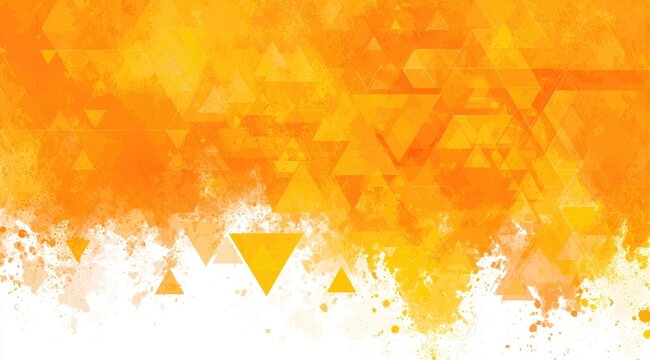 Abstract, vibrant orange triangle pattern with watercolor-like texture