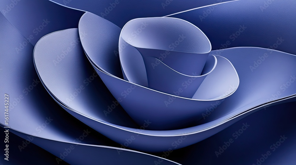 Poster Abstract design of overlapping shapes in a deep blue hue.
