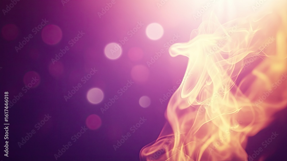 Poster abstract design featuring swirling smoke and bokeh.