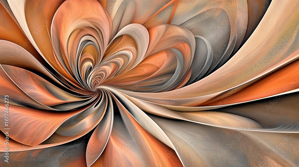 Poster abstract design with swirling, layered forms.