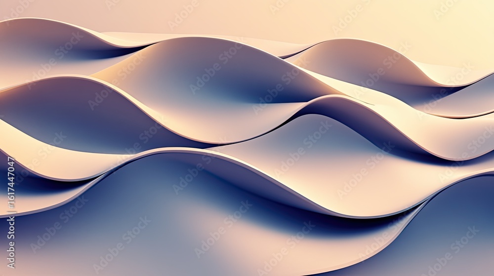 Poster abstract design with overlapping wavy forms.