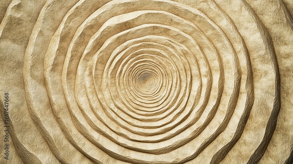 Poster concentric circles form a tunnel effect in a textured surface.