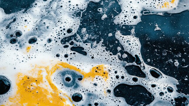 Abstract design of soapy water bubbles and streaks.