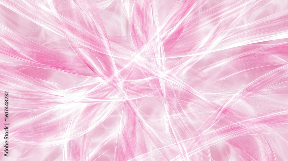 Poster abstract design with intersecting pink and white lines.
